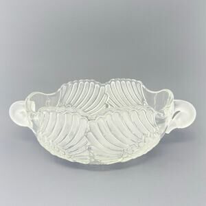 Vintage 70s Mikasa Frosted Swan Serving Bowl 13.5" Glass Centerpiece
